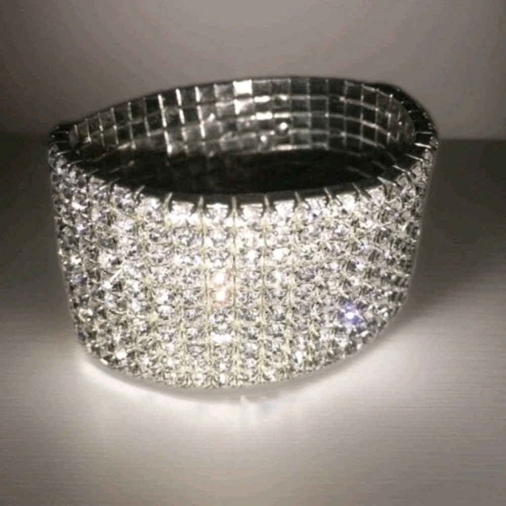 Chainmail Rhinestone Bracelet, Diamond, Wedding, Pageant, OS, 2 Available - Picture 3 of 8